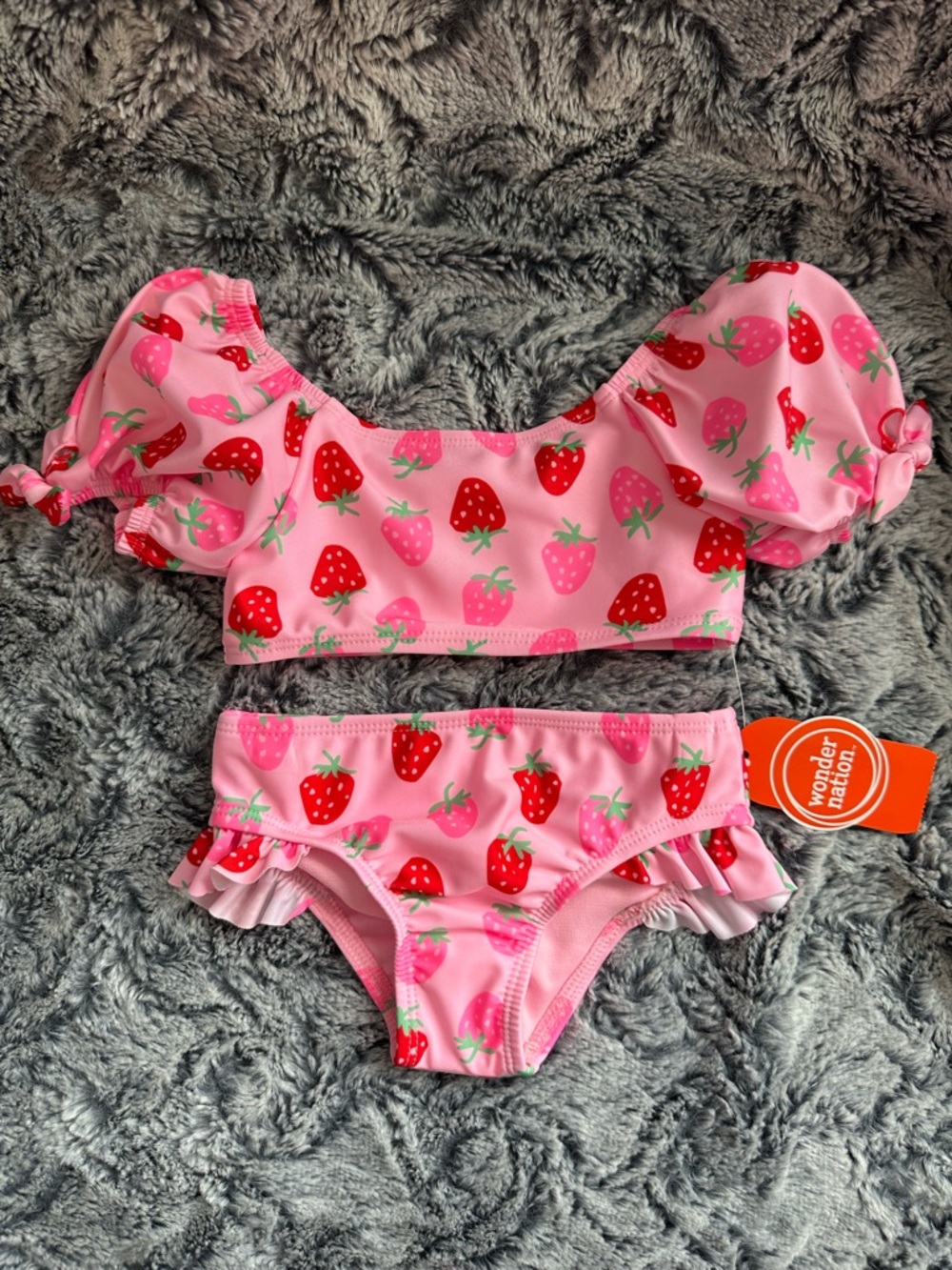 NWTS Wonder Nation Pink Strawberry Two-Piece Swimsuit Sz 2T